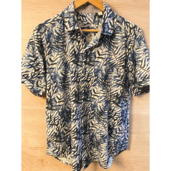 Robert Graham Other - Robert Graham Broadhollow Linen Blend Blue Tropical Print Shirt Mens Large